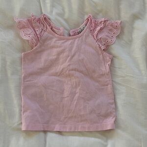 Janie and Jack Light Pink Eyelet Flutter Sleeve Tank